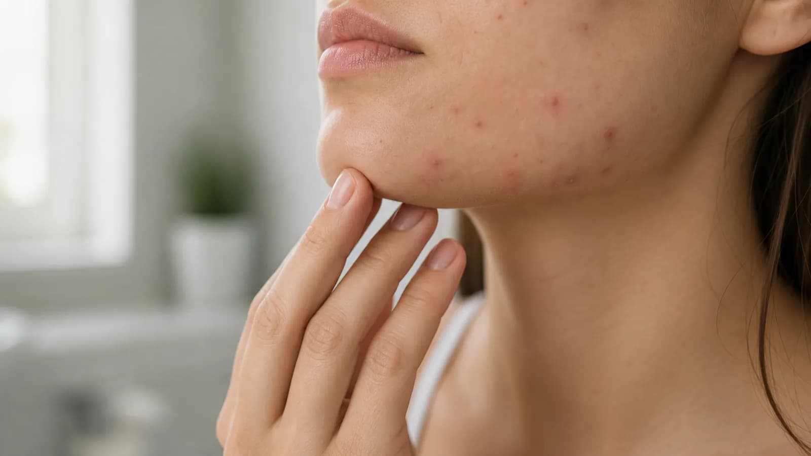 Dermatologist evaluating acne-prone skin during a treatment visit