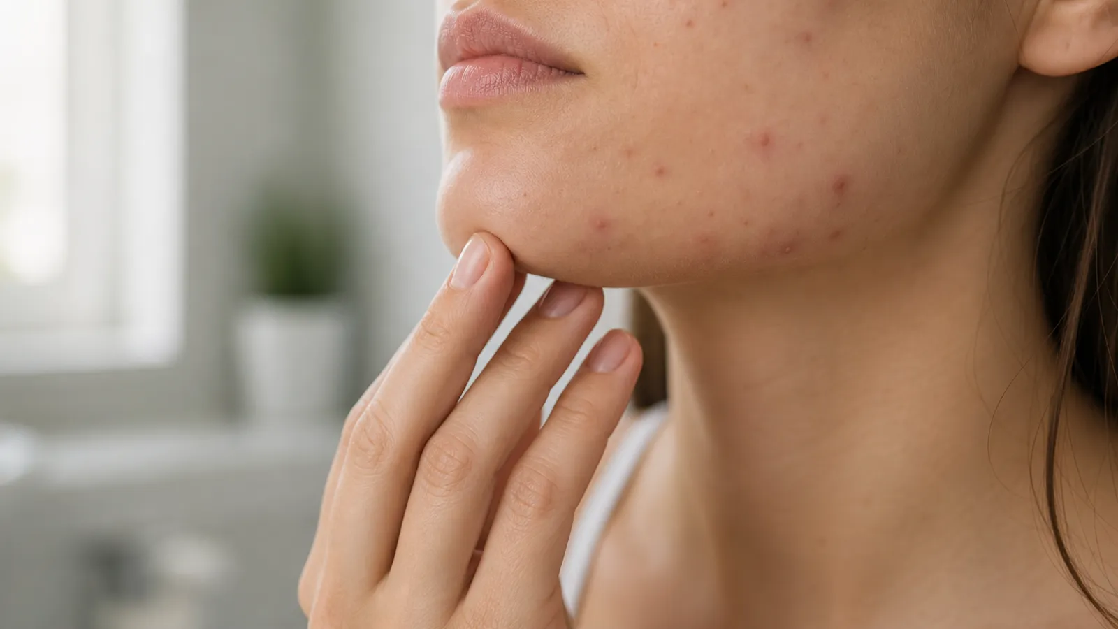 Dermatologist evaluating acne-prone skin during a treatment visit
